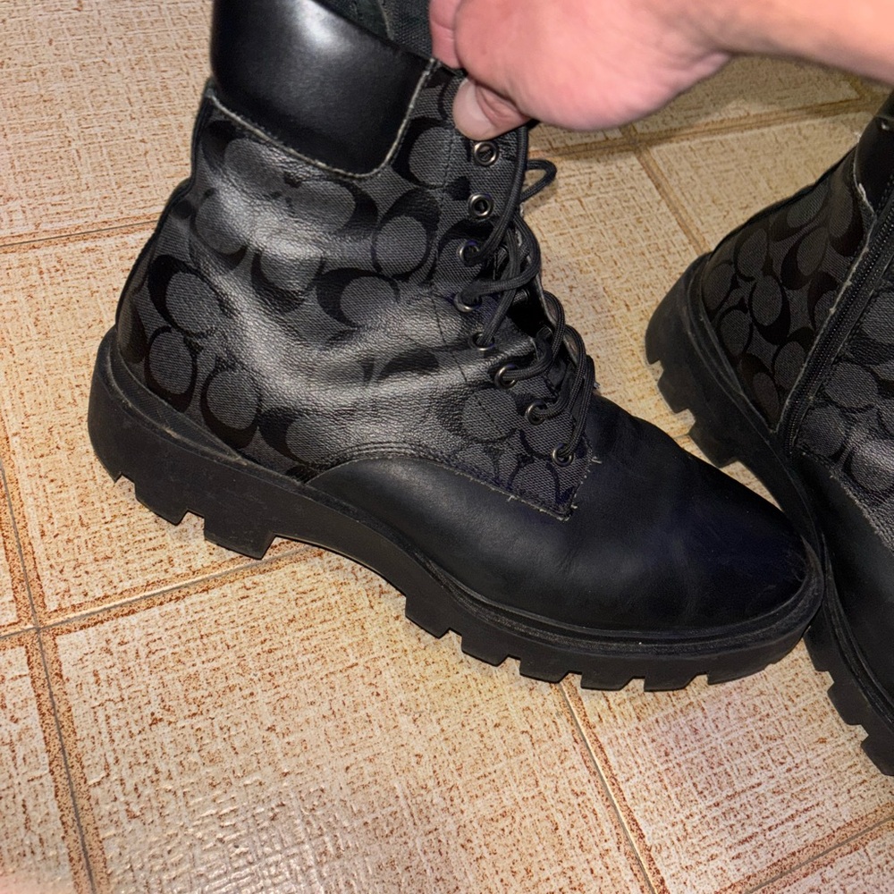 Authentic COACH military combat boot. Size 11.5. Laces and side zipper.